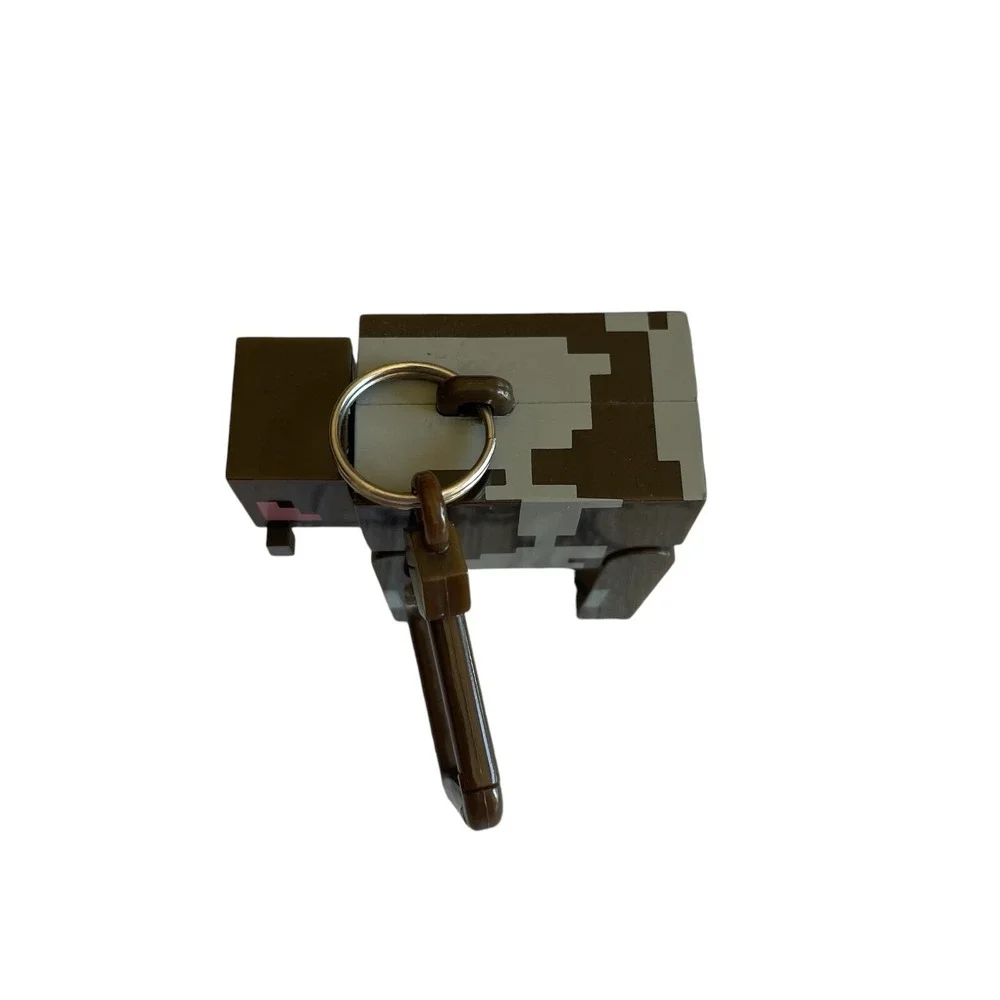 Pre-Owned MineCraft Cow Figural Keyring/Backpack Clip Farm Animal Game Toy